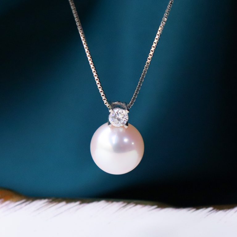 王妃款天然海水日本Akoya珍珠吊墜項鏈18K金單顆鎖骨女