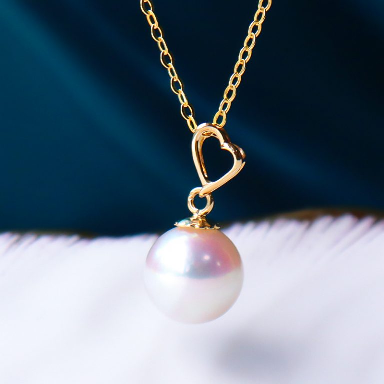 日本akoya珍珠吊墜 天然海水珍珠項鏈單顆18K女鎖骨鏈