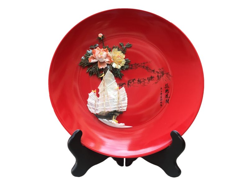 絲路花開瓷盤擺件